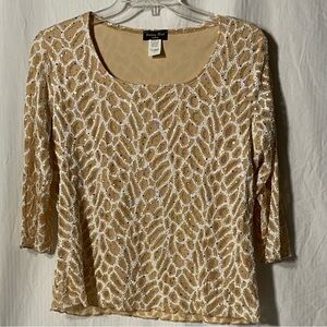 Brittany Black Beige and White Sequin Blouse